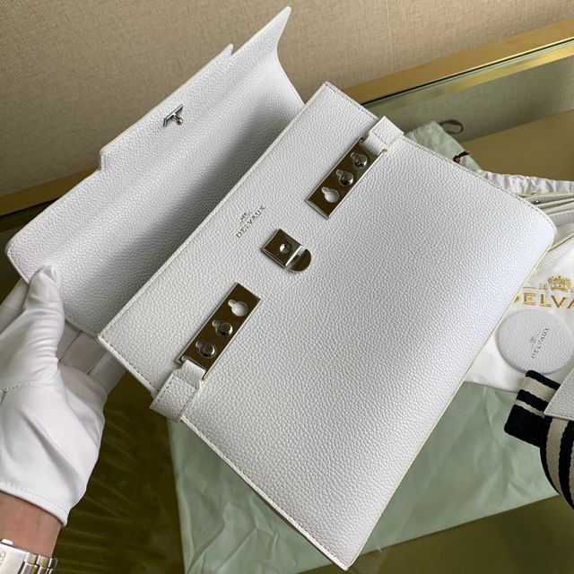 Delvaux original grained calfskin tempete medium bag AA0562 white