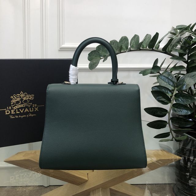 Delvaux original grained calfskin brillant bag MM AA0555 blackish green