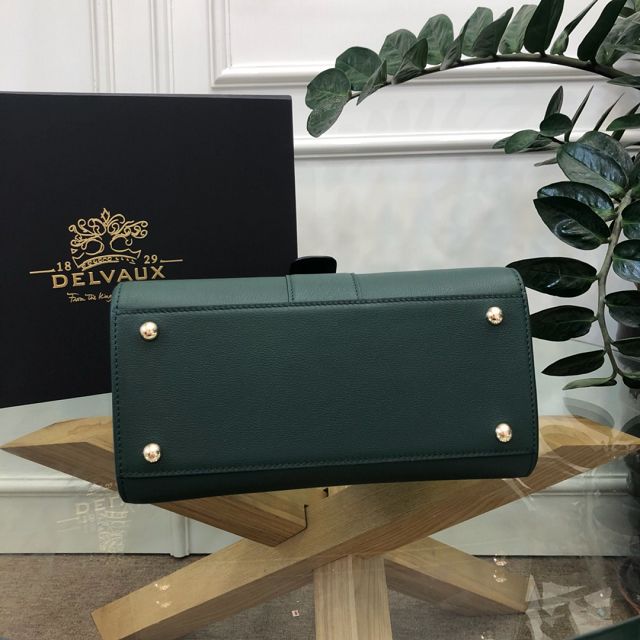 Delvaux original grained calfskin brillant bag MM AA0555 blackish green