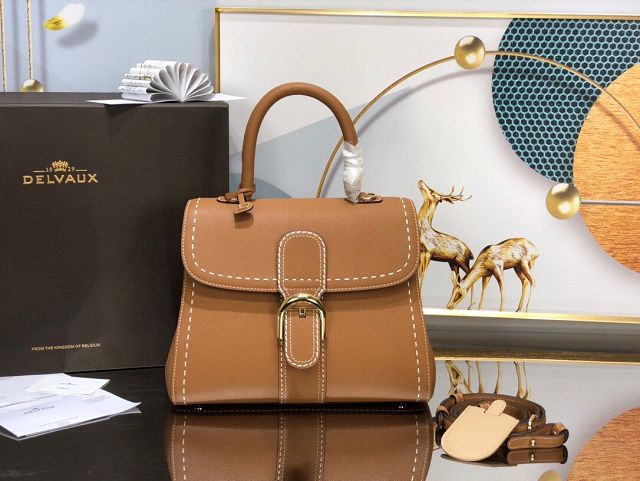 Delvaux original grained calfskin brillant bag MM AA0555 caramel