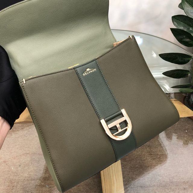 Delvaux original grained calfskin brillant bag MM AA0555 green&khaki