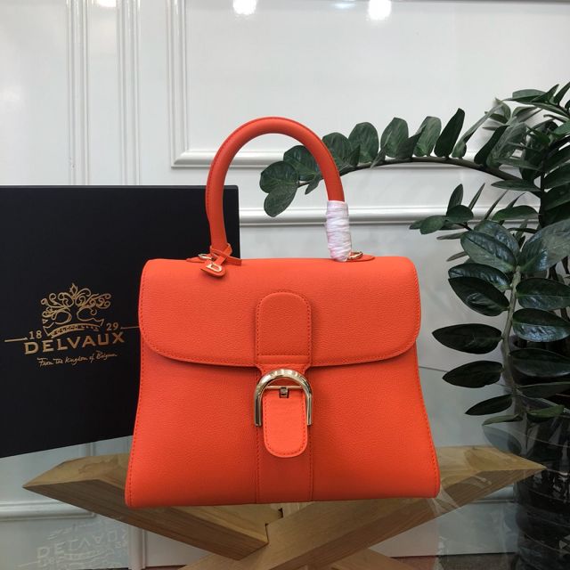 Delvaux original grained calfskin brillant bag MM AA0555 orange