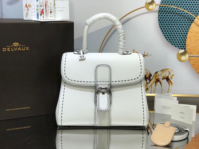 Delvaux original grained calfskin brillant bag MM AA0555 white