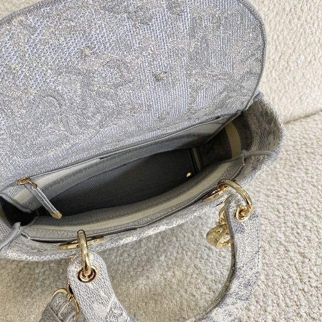 Dior original canvas medium lady bag M0565-5 grey