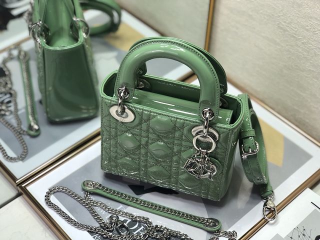 Dior original patent calfskin mini lady bag M0505 mint green