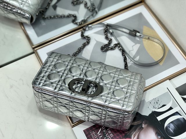 Dior original calfskin medium caro bag M9242 silver