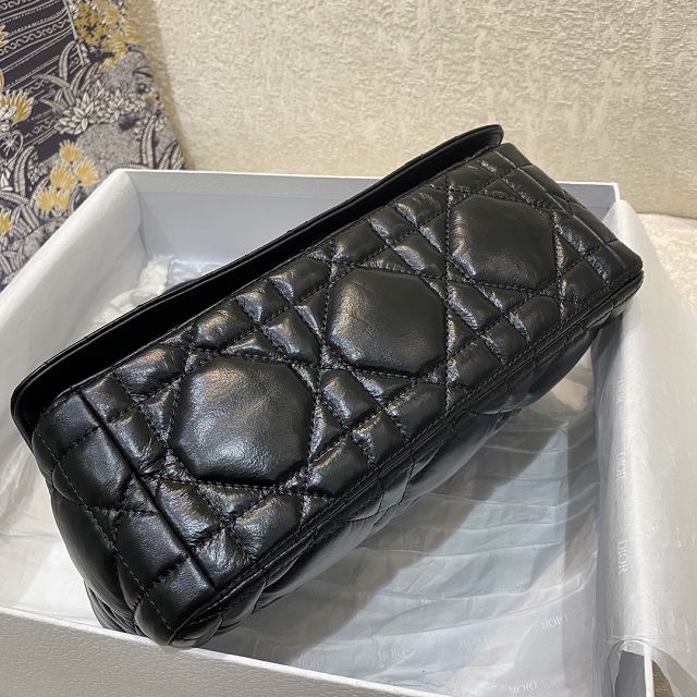 Dior original macrocannage calfskin medium caro bag M9242 black
