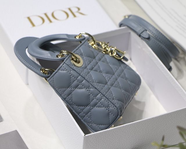 Dior original lambskin micro lady dior bag S0856 light blue