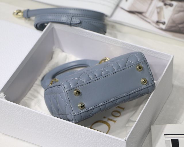 Dior original lambskin micro lady dior bag S0856 light blue