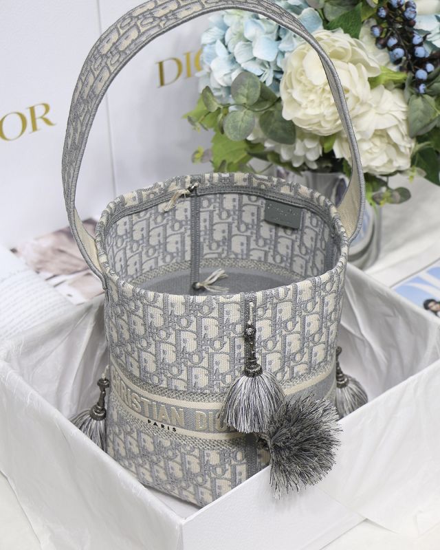 Dior original canvas bucket bag M6006 grey
