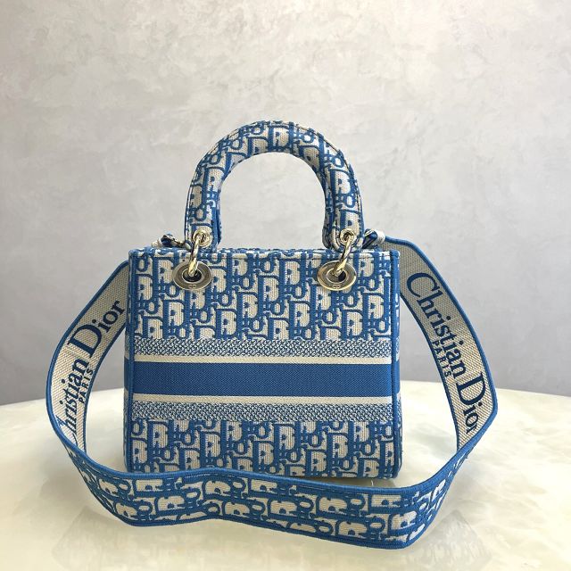 Dior original canvas medium lady bag M0565-5 blue