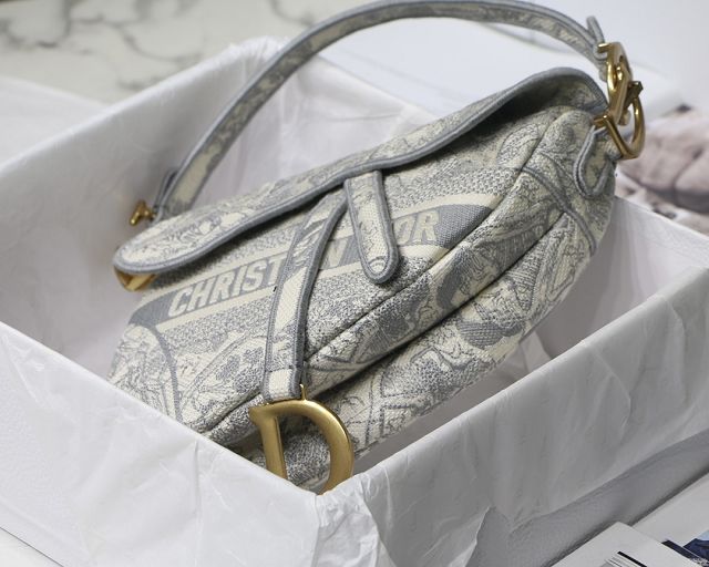 Dior original canvas saddle bag M0446 grey