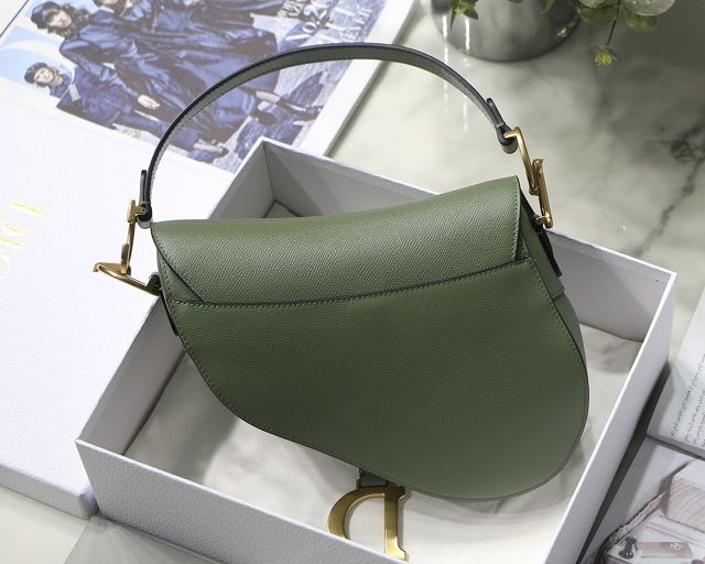 Dior original grained calfskin saddle bag M0446 green