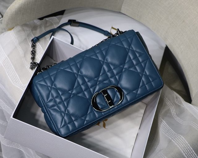 Dior original macrocannage calfskin large caro bag M9243 blue