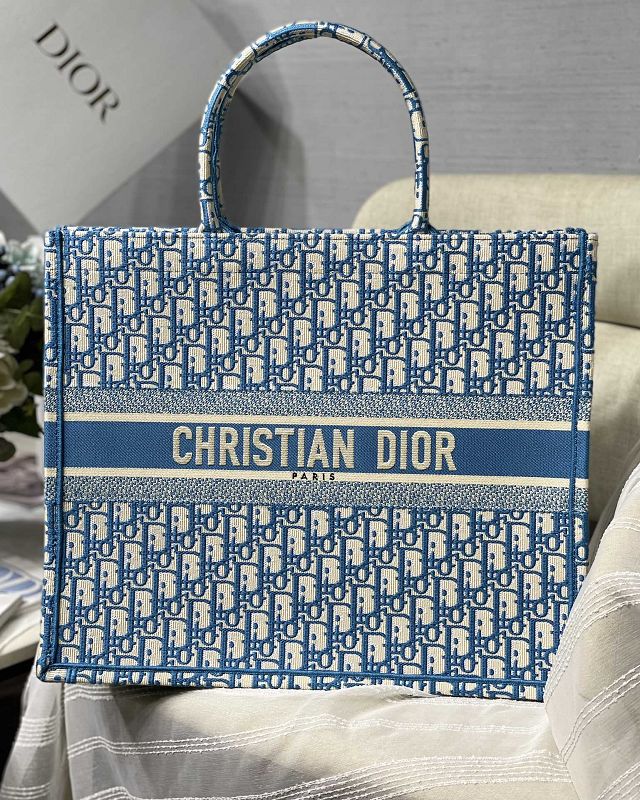 Dior original canvas large book tote bag M1286-2 blue