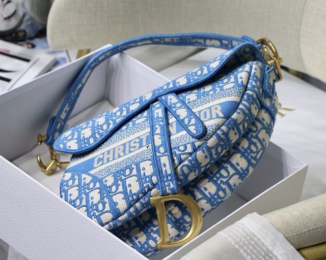 Dior original canvas saddle bag M0446 blue