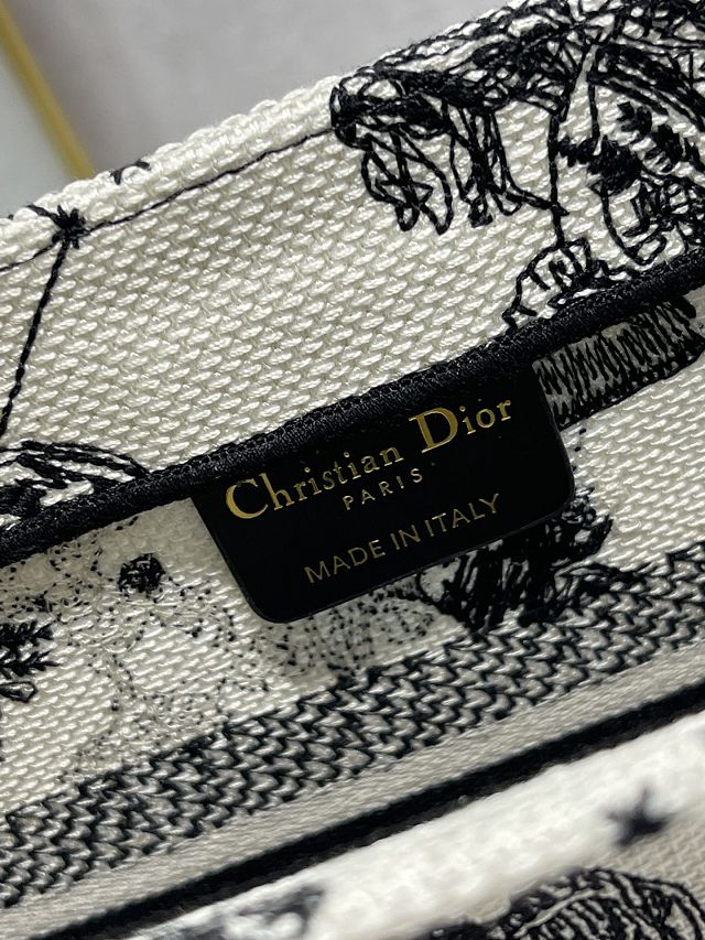 Dior original canvas small book tote bag M1265 black&white