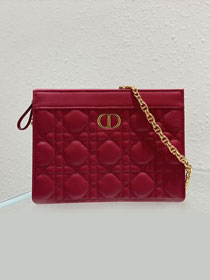 Dior original calfskin pouch with chain S5106 red
