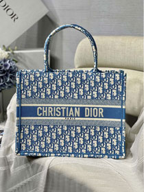 Dior original canvas medium book tote bag M1296-2 blue