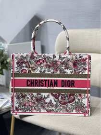 Dior original canvas medium book tote bag M1296-2 pink&white