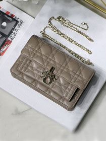 Dior original lambskin lady chain pouch S0937 warm taupe