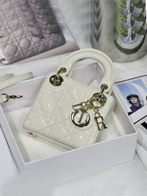 Dior original patent calfskin micro lady dior bag S0856 white