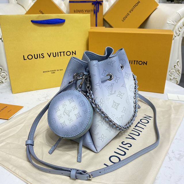 Louis vuitton original mahina leather bella bucket bag M20507 blue