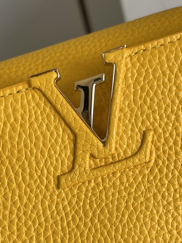 Louis vuitton original calfskin capucines BB handbag M59653 flower yellow