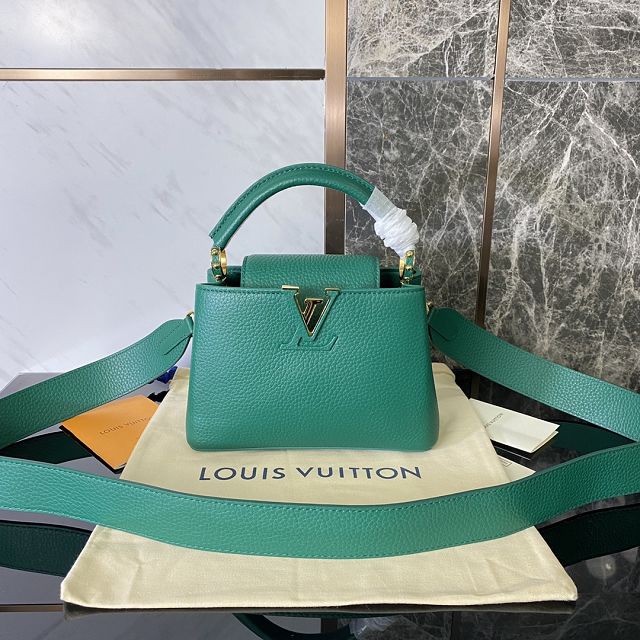 Louis vuitton original calfskin capucines mini handbag M59435 emerald