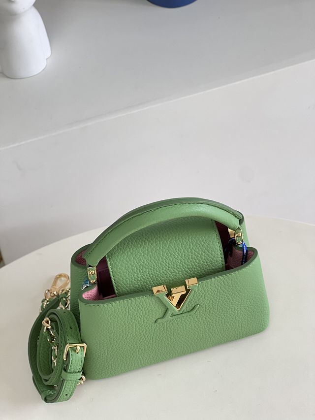 Louis vuitton original calfskin capucines mini handbag M59709 green