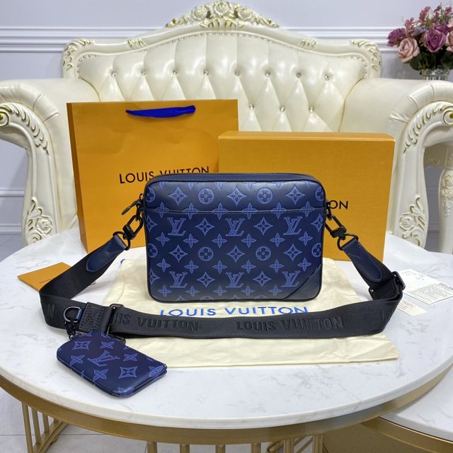 Louis vuitton original monogram calfskin messenger bag M45760 blue