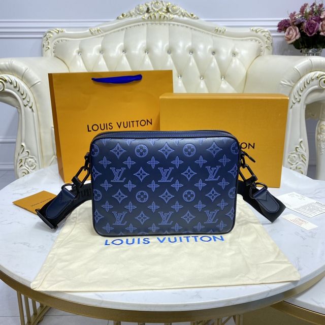 Louis vuitton original monogram calfskin messenger bag M45760 blue