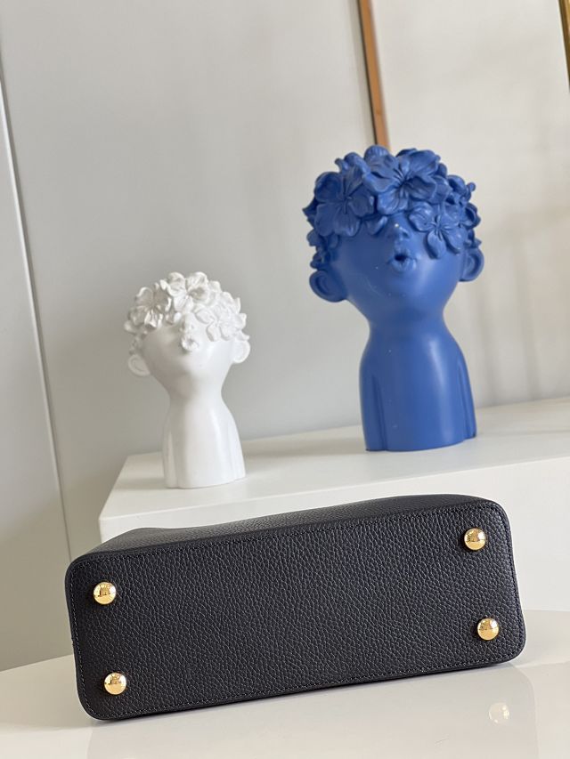 Louis vuitton original calfskin capucines mm handbag M59516 black&blue