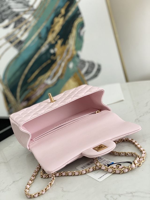 CC original lambskin top handle flap bag bag AS2431 light pink
