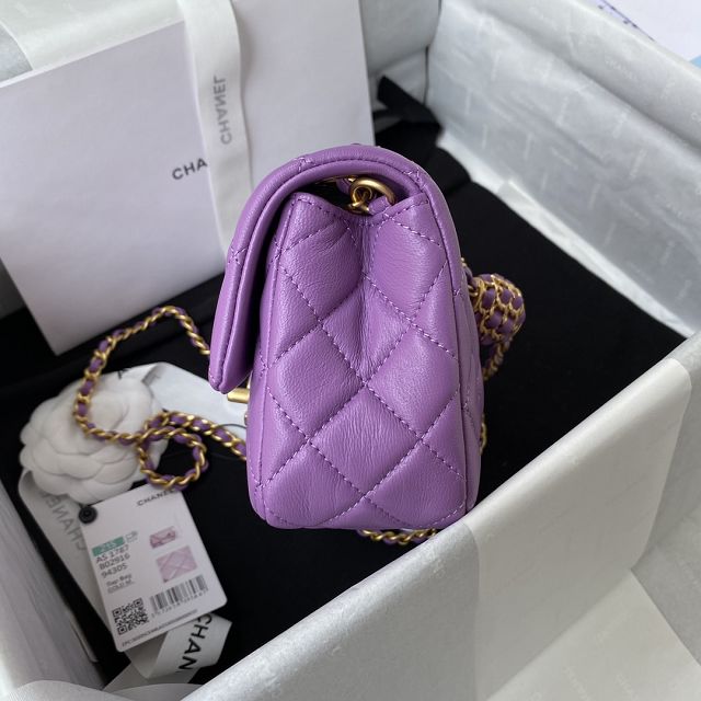 2022 CC original lambskin flap bag AS1787 purple