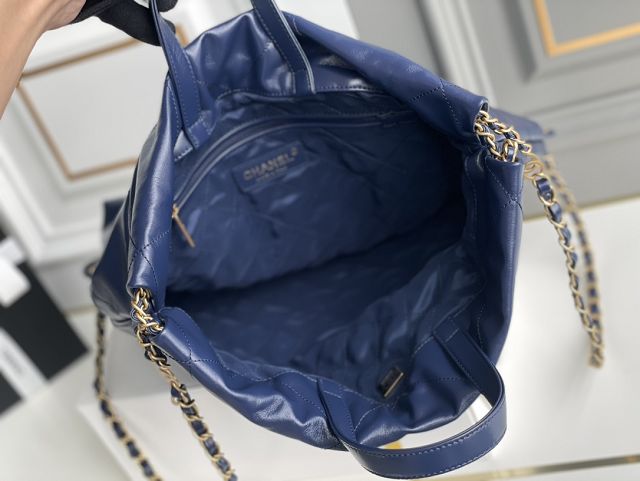 2022 CC original shiny calfskin 22 backpack AS3313 dark blue