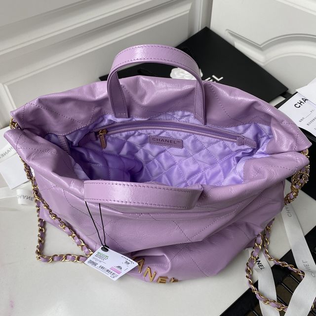 2022 CC original shiny calfskin 22 backpack AS3313 purple