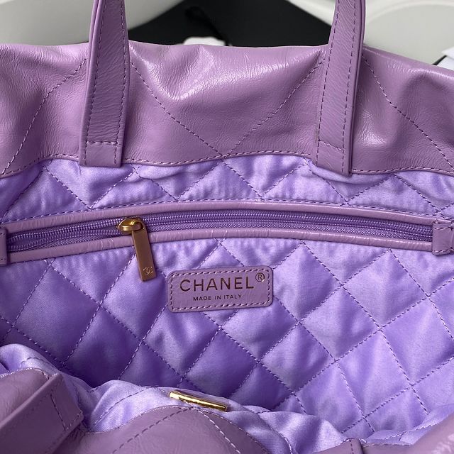 2022 CC original shiny calfskin 22 backpack AS3313 purple
