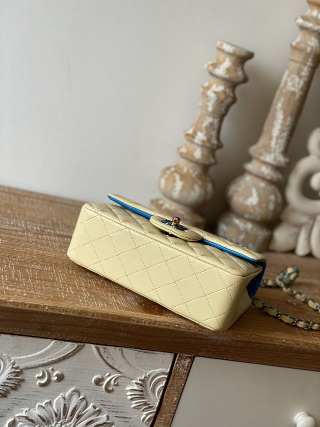 CC original lambskin mini flap bag A69900 light yellow