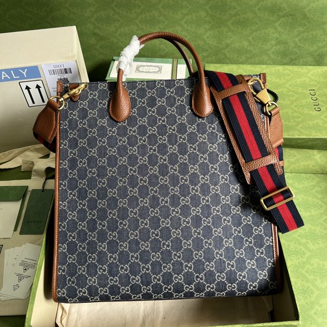 2022 GG original denim medium tote bag 674155 blue