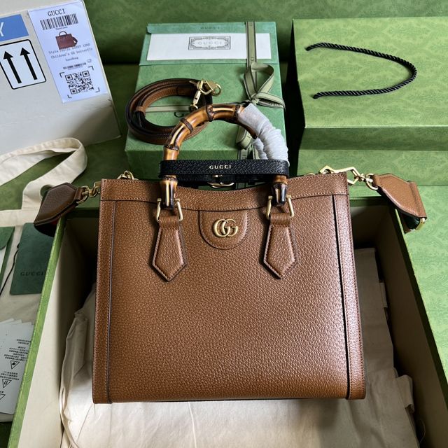 GG original calfskin diana small tote bag 702721 brown