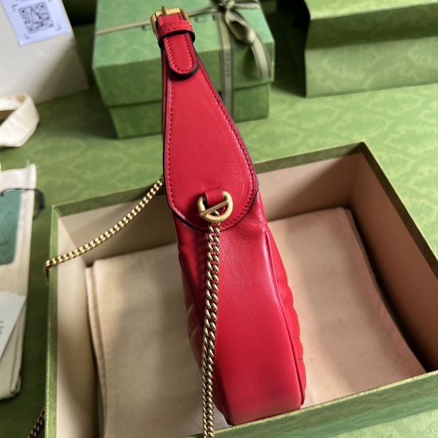 2022 GG original calfskin marmont half-moon-shaped mini bag 699514 red