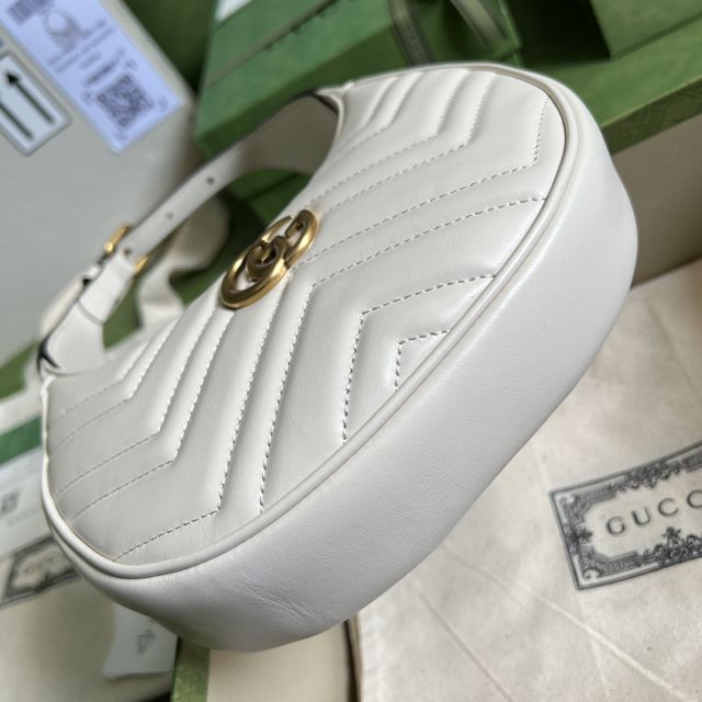 2022 GG original calfskin marmont half-moon-shaped mini bag 699514 white