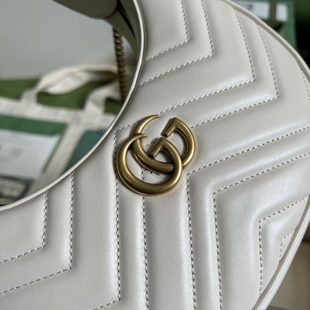 2022 GG original calfskin marmont half-moon-shaped mini bag 699514 white