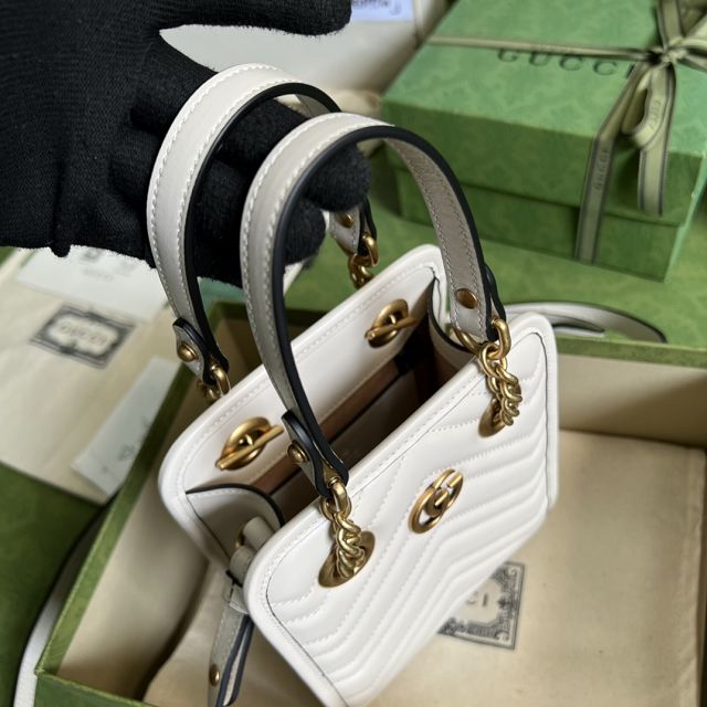 2022 GG original calfskin marmont mini bag 696123 white