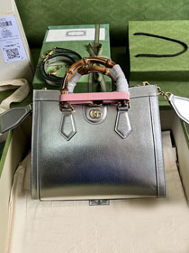 GG original calfskin diana small tote bag 702721 silver