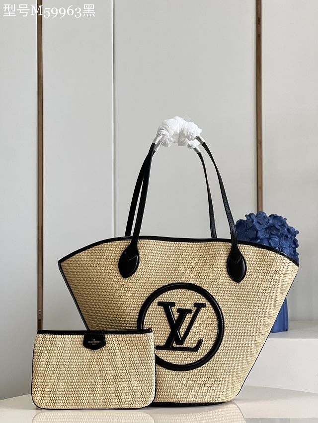 Louis vuitton raffia saint jacques beach bag M59808 black