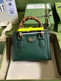 GG original lizard calfskin diana mini tote bag 675800 green