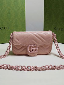 2022 GG original calfskin marmont belt bag 699757 pink