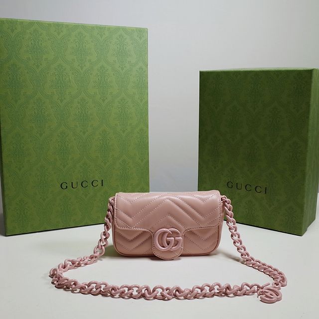 2022 GG original calfskin marmont belt bag 699757 pink